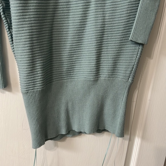 River Island Off the shoulder Knit Sweater Dress S Teal Light Blue Mini Skirt - Picture 9 of 11